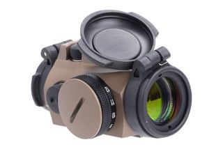 Aimpoint Micro T-2 FDE red dot sight with flip-up lens covers